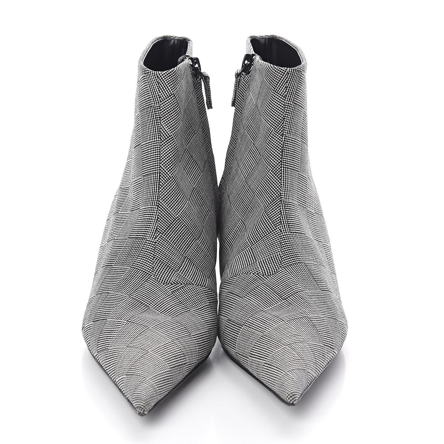 Wool Checked Knife Pointy Toe Boots 39