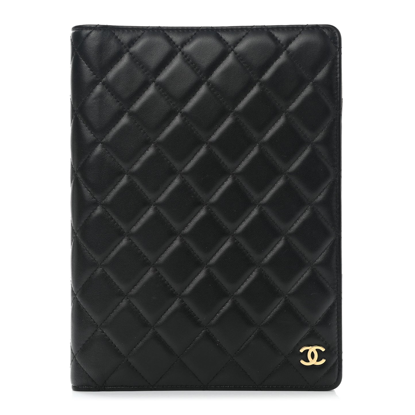 Lambskin Quilted Large Agenda Cover Black