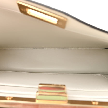 Fendi Vitello Seta Shiny Nappa Small Peekaboo I SEE U Satchel Real Tiffany White 5 of 13