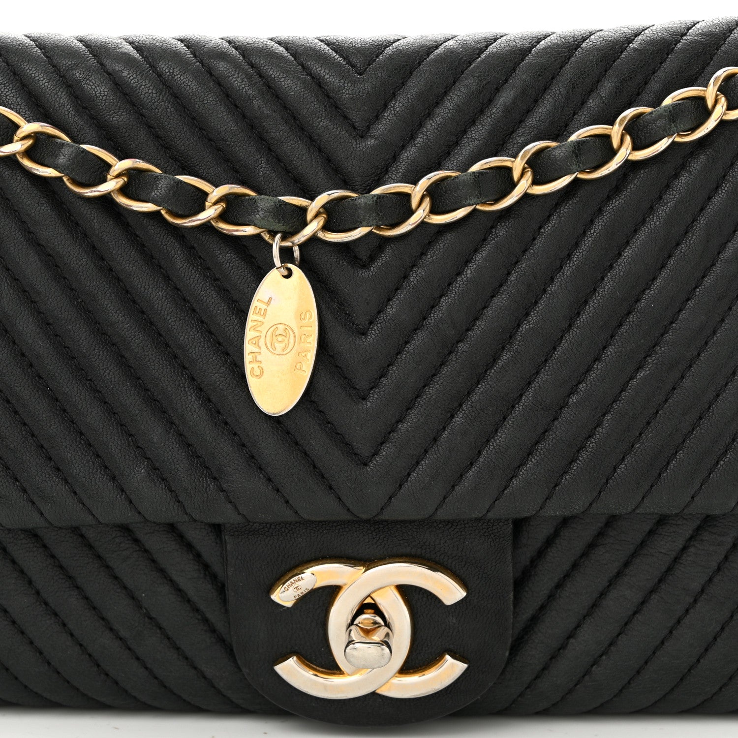 Chanel Calfskin Chevron Quilted Medium Surpique Flap Black 8 of 10