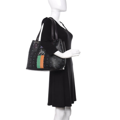 MCM Visetos Striped Munich Lion Tote Black 2 of 16