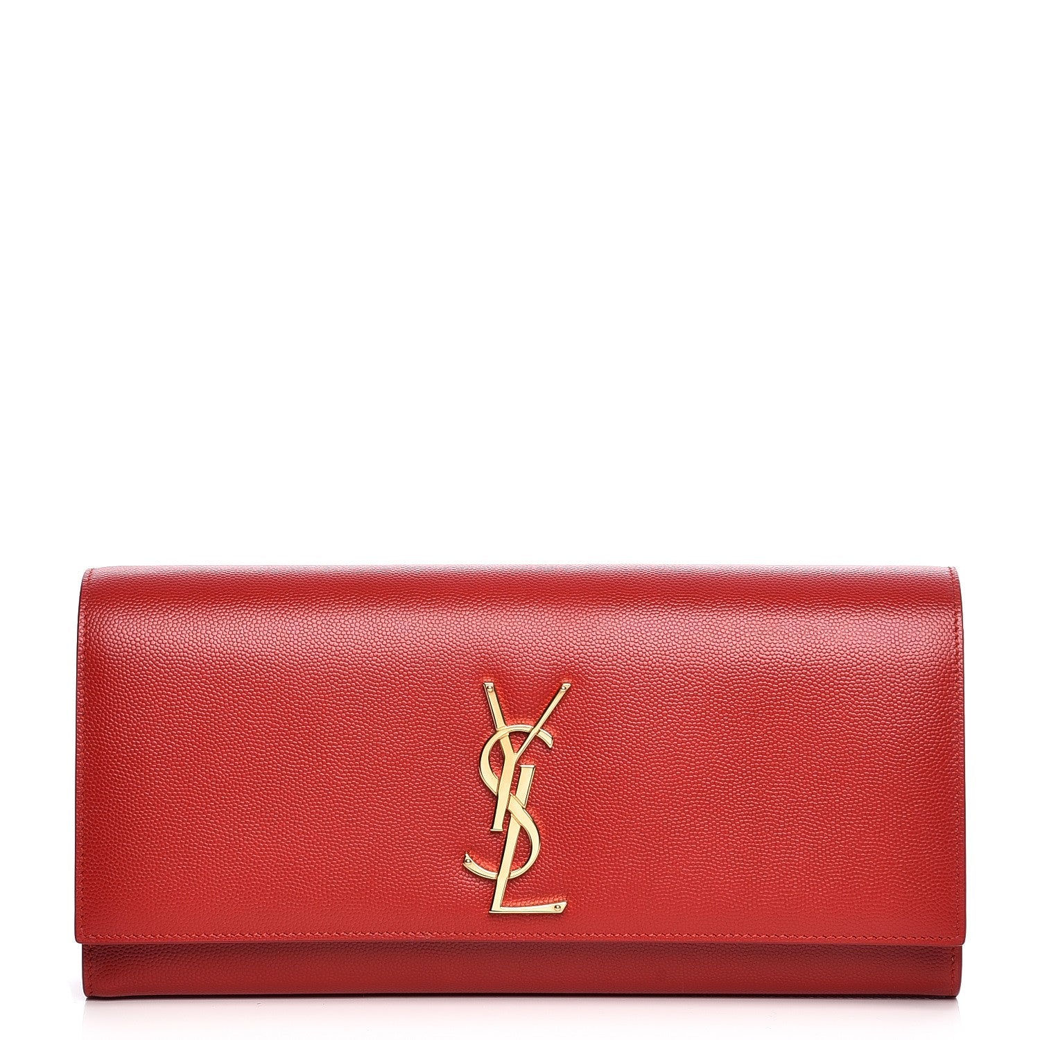 Saint Laurent Grain De Poudre Classic Monogram Clutch Red 1 of 7