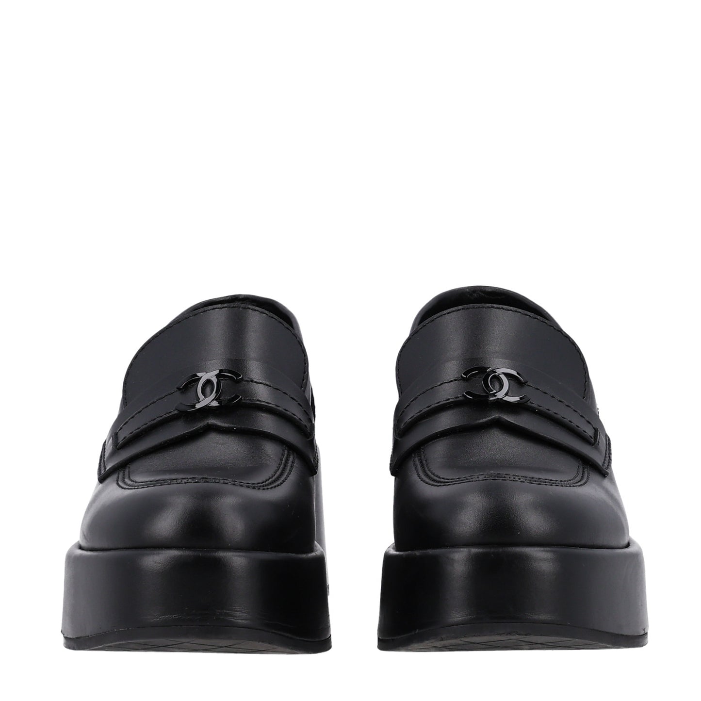 Calfskin CC Platform Loafers 36.5 Black