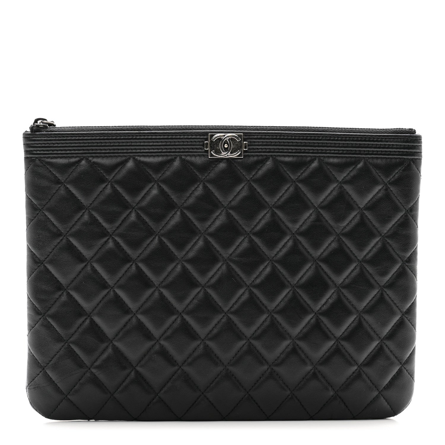 Chanel Lambskin Quilted Medium Boy Cosmetic Case Black 1 of 9