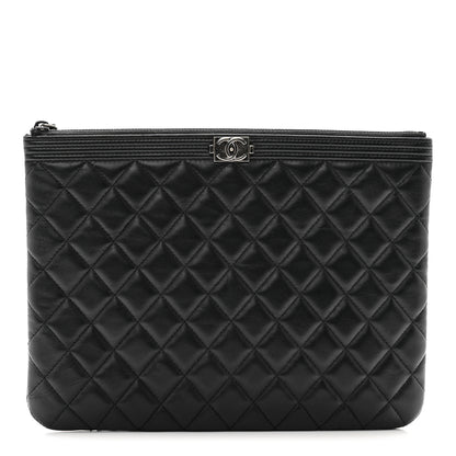 Chanel Lambskin Quilted Medium Boy Cosmetic Case Black 1 of 9