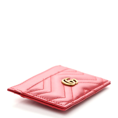 Gucci Calfskin Matelasse GG Marmont Card Holder Hibiscus Red 4 of 7