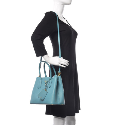 Prada Saffiano Cuir Small Double Bag Turchese Acquamarina 2 of 9