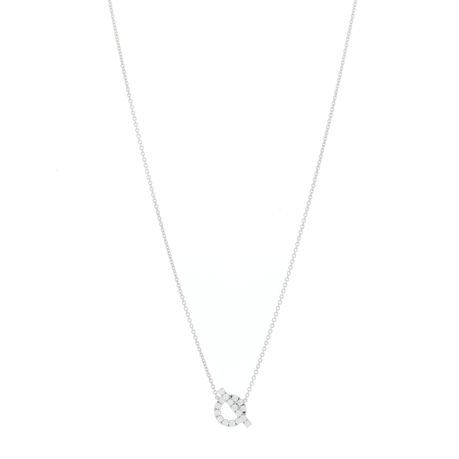 Hermes 18K White Gold Diamond Finesse Pendant Necklace 1 of 4