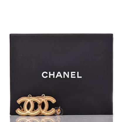 Chanel CC Drop Earrings Matte Gold 5 of 5