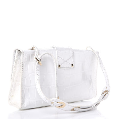 Jimmy Choo Calfskin Crocodile Embossed River Shoulder Bag White 3 of 7