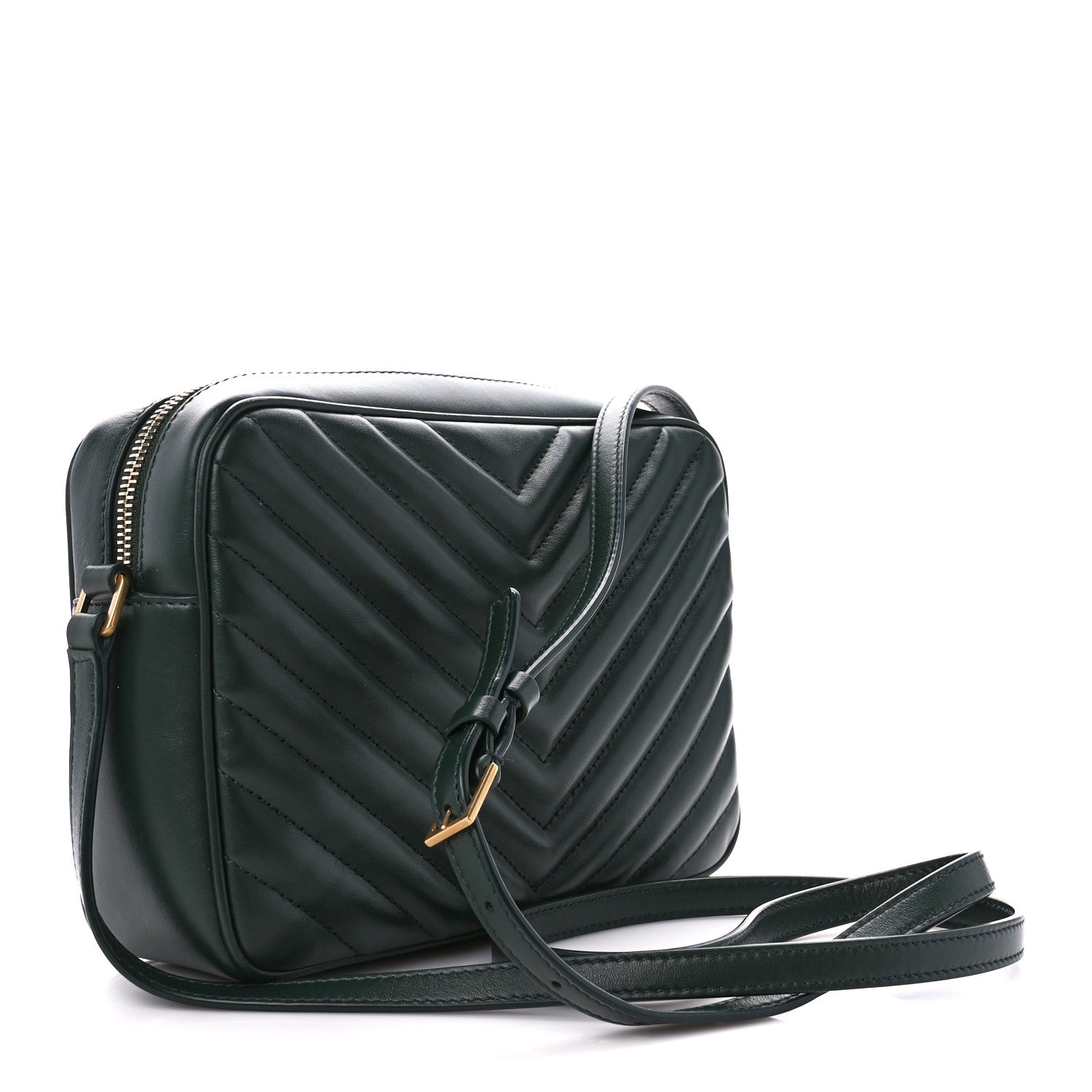 Saint Laurent Calfskin Matelasse Monogram Lou Camera Bag Vert Fonce 3 of 10