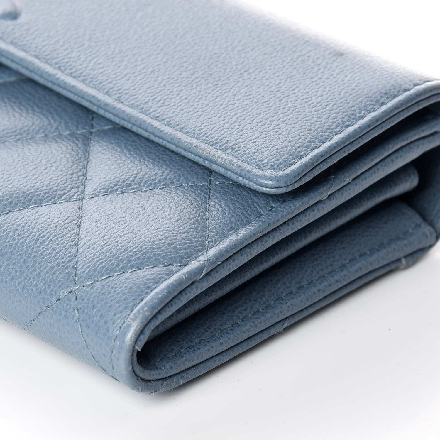 Chanel Grained Calfskin Quilted CC Box Flap Wallet Blue 6 of 11