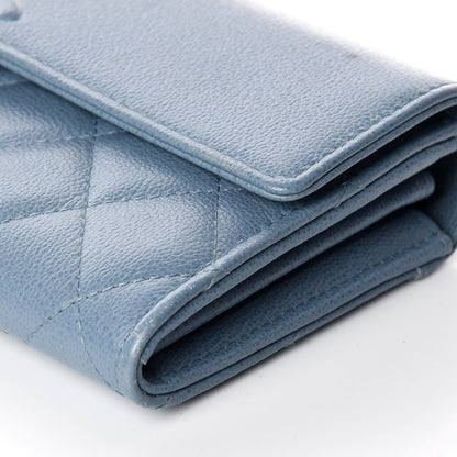 Chanel Grained Calfskin Quilted CC Box Flap Wallet Blue 6 of 11