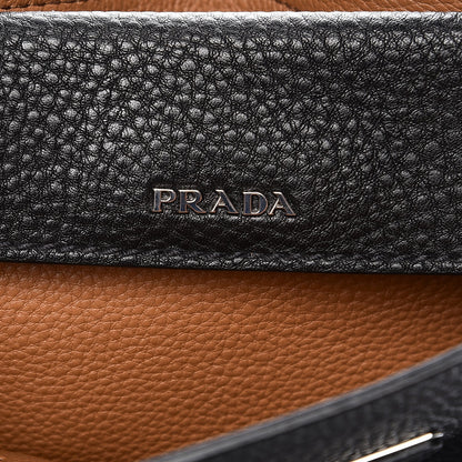Prada Vitello Daino Small Double Tote Black Cuoio 7 of 11