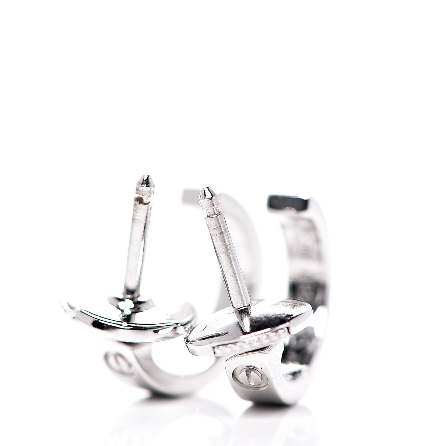 18K White Gold Small LOVE Hoop Earrings