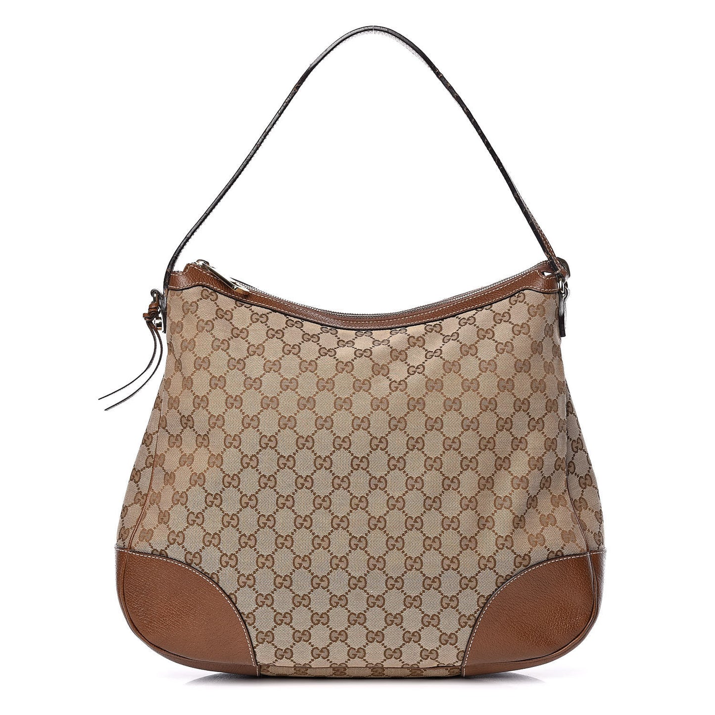 Monogram Textured Calfskin Large Bree Hobo Beige Ebony Nocciola