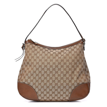 Gucci Monogram Textured Calfskin Large Bree Hobo Beige Ebony Nocciola 1 of 16