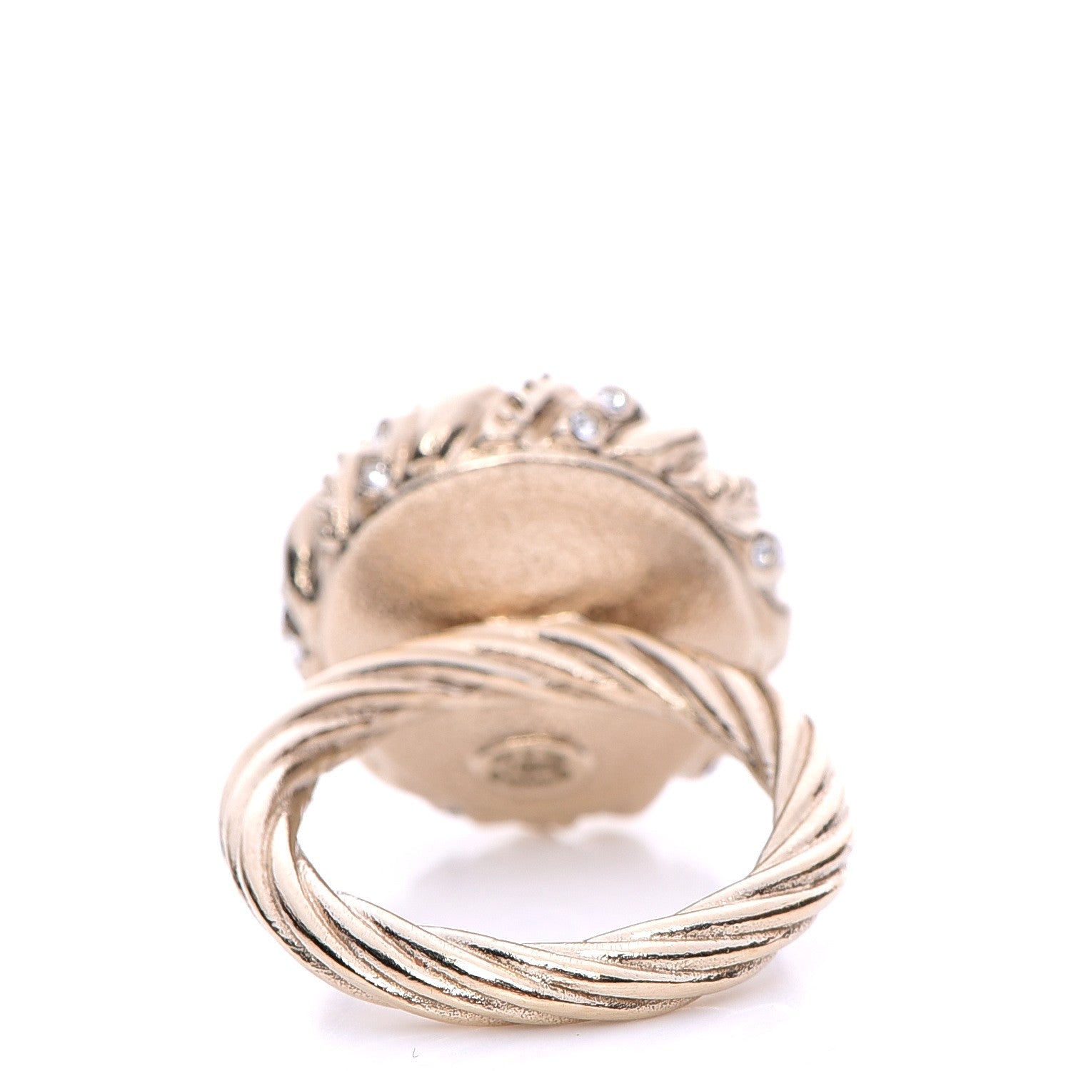 Chanel Pearl Crystal CC Ring 6.5 Gold 3 of 5