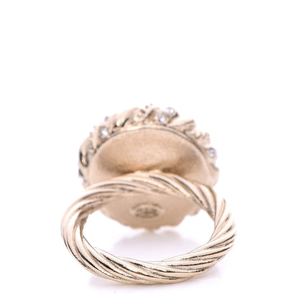 Chanel Pearl Crystal CC Ring 6.5 Gold 3 of 5