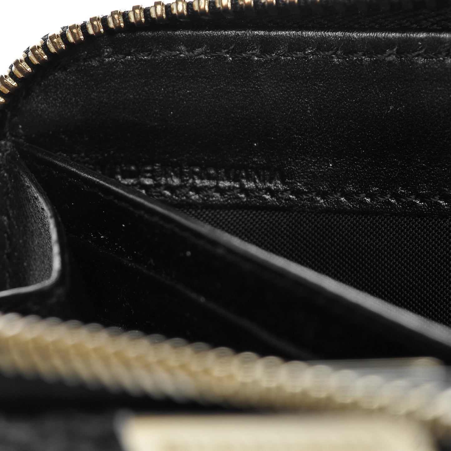 Grainy Calfskin Check Embossed Elmore Zip Around Wallet Black