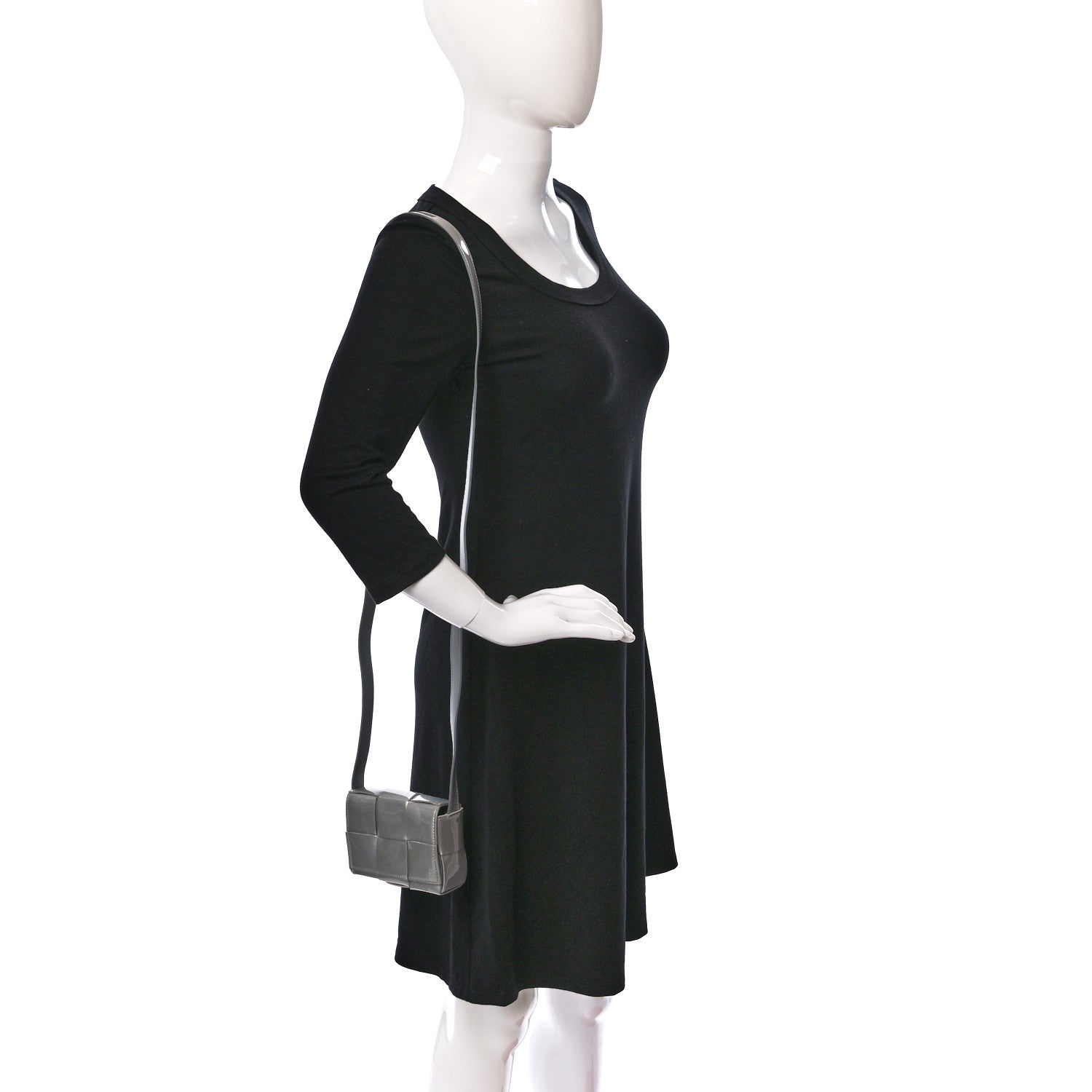 Bottega Veneta Metallic Patent Calfskin Maxi Intrecciato Extra Mini Cassette Crossbody Bag Silver 2 of 8