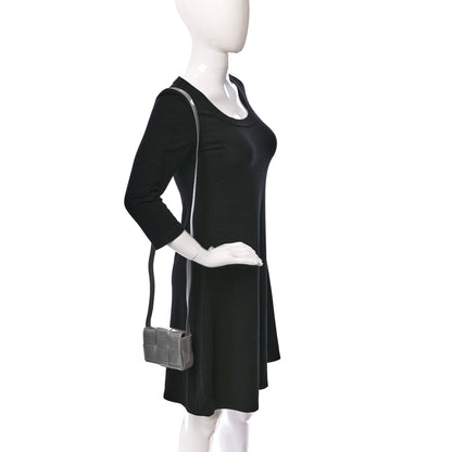 Bottega Veneta Metallic Patent Calfskin Maxi Intrecciato Extra Mini Cassette Crossbody Bag Silver 2 of 8