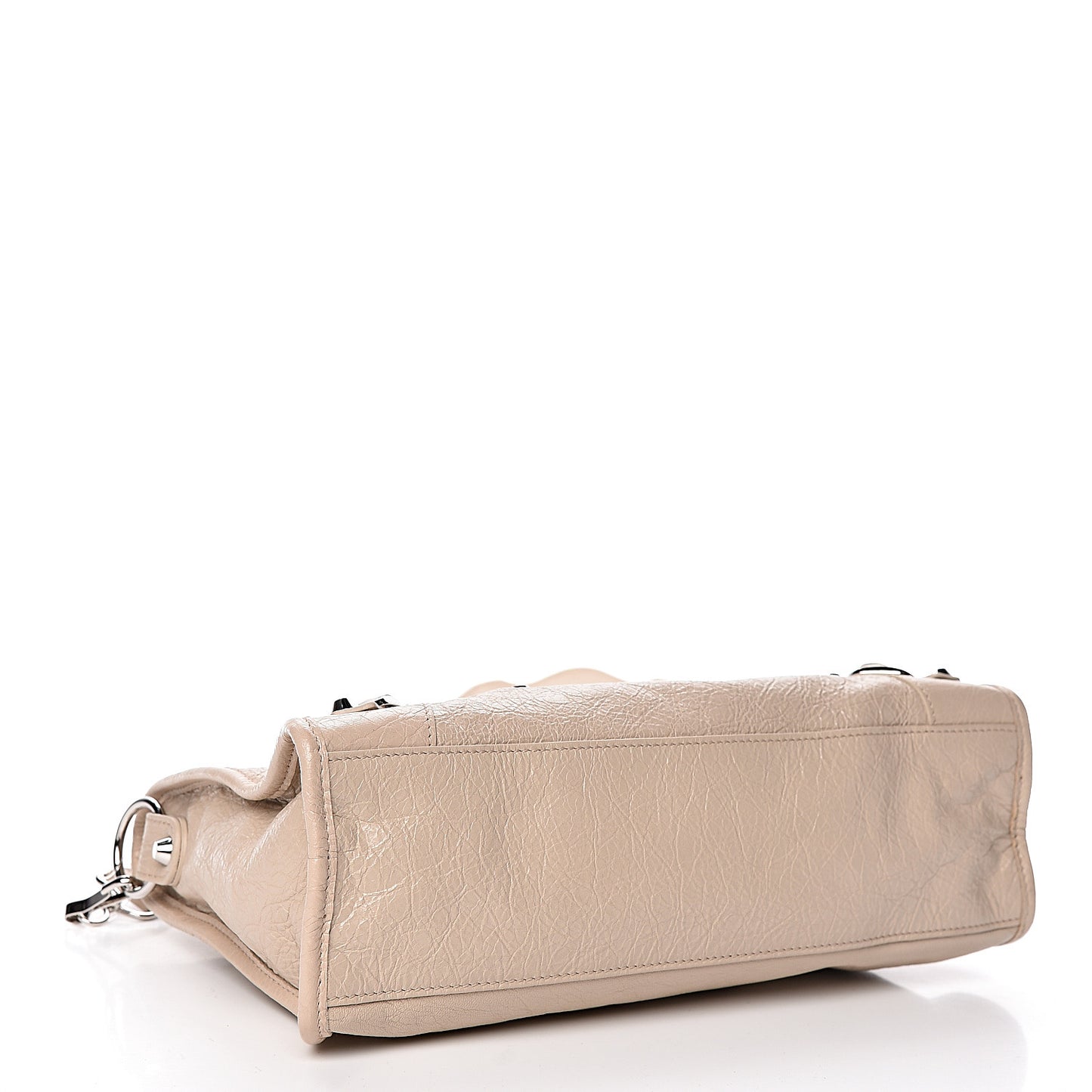 Agneau Classic Silver Hardware S City Logo Strap Light Beige Black