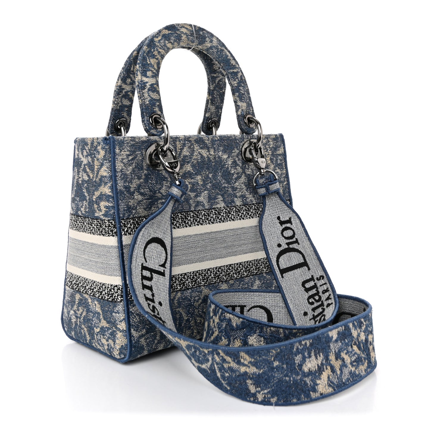 Canvas Embroidered Brocart Medium Lady D-Lite Blue