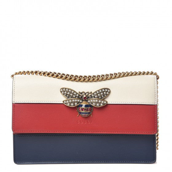 Gucci Calfskin Queen Margaret Chain Wallet Blue Agata Hibiscus Red Mystic White 1 of 6