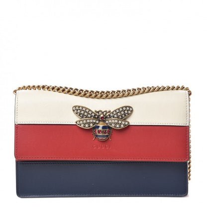 Gucci Calfskin Queen Margaret Chain Wallet Blue Agata Hibiscus Red Mystic White 1 of 6