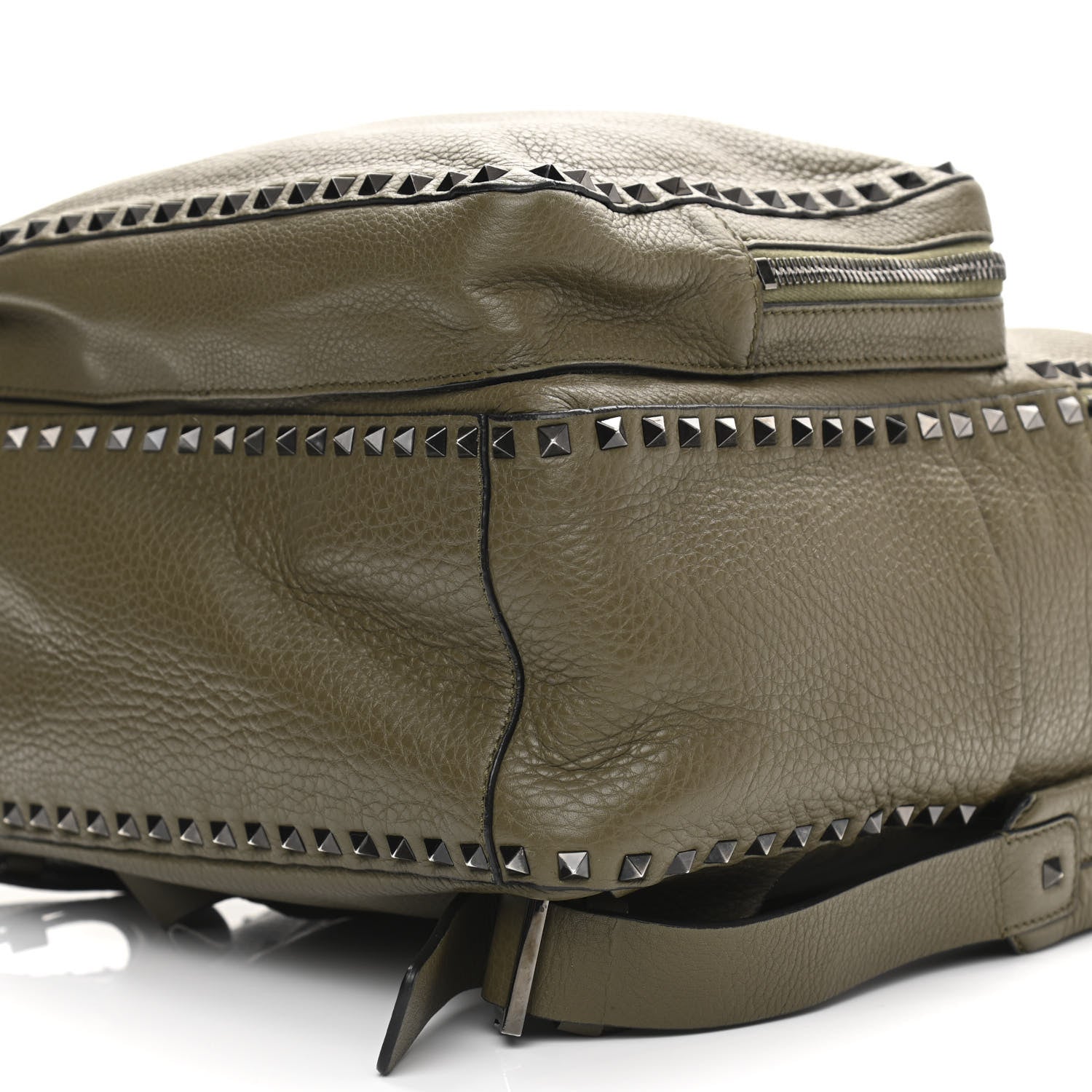 Valentino Garavani Grained Calfskin Medium Rockstud Backpack Army Green 9 of 18