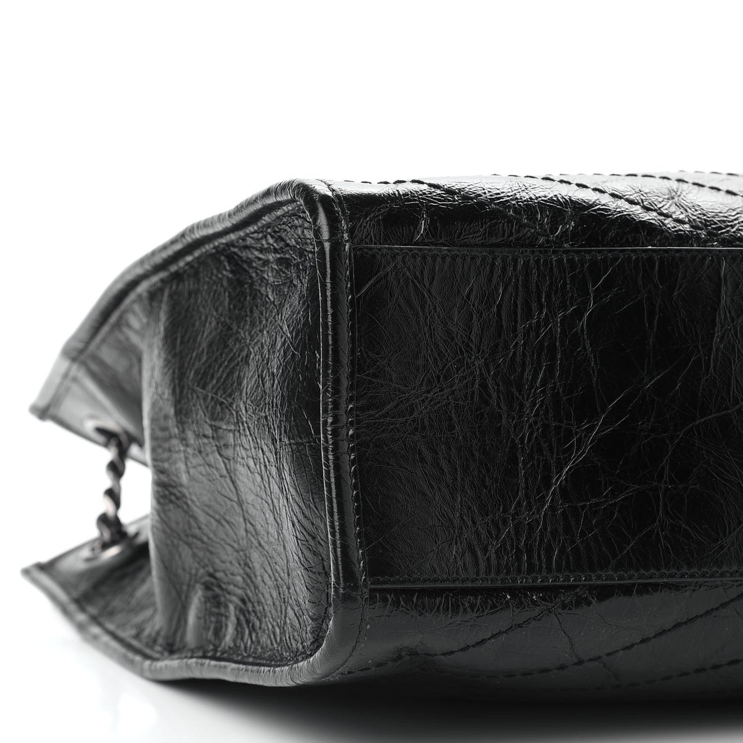 Crinkled Calfskin Matelasse Monogram Niki Shoulder Bag Black