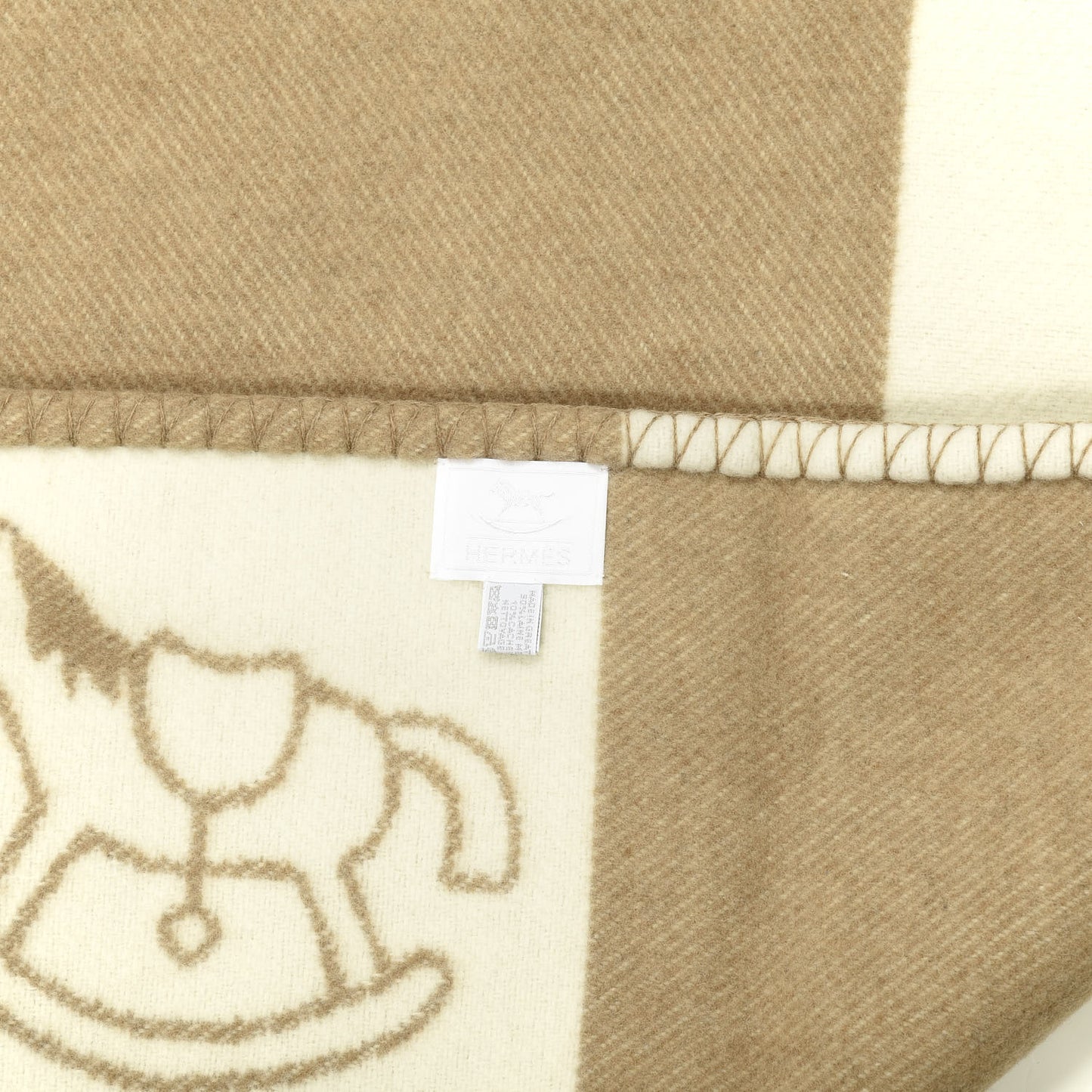 Wool Cashmere Adada Avalon Baby Blanket Noisette Moyen White