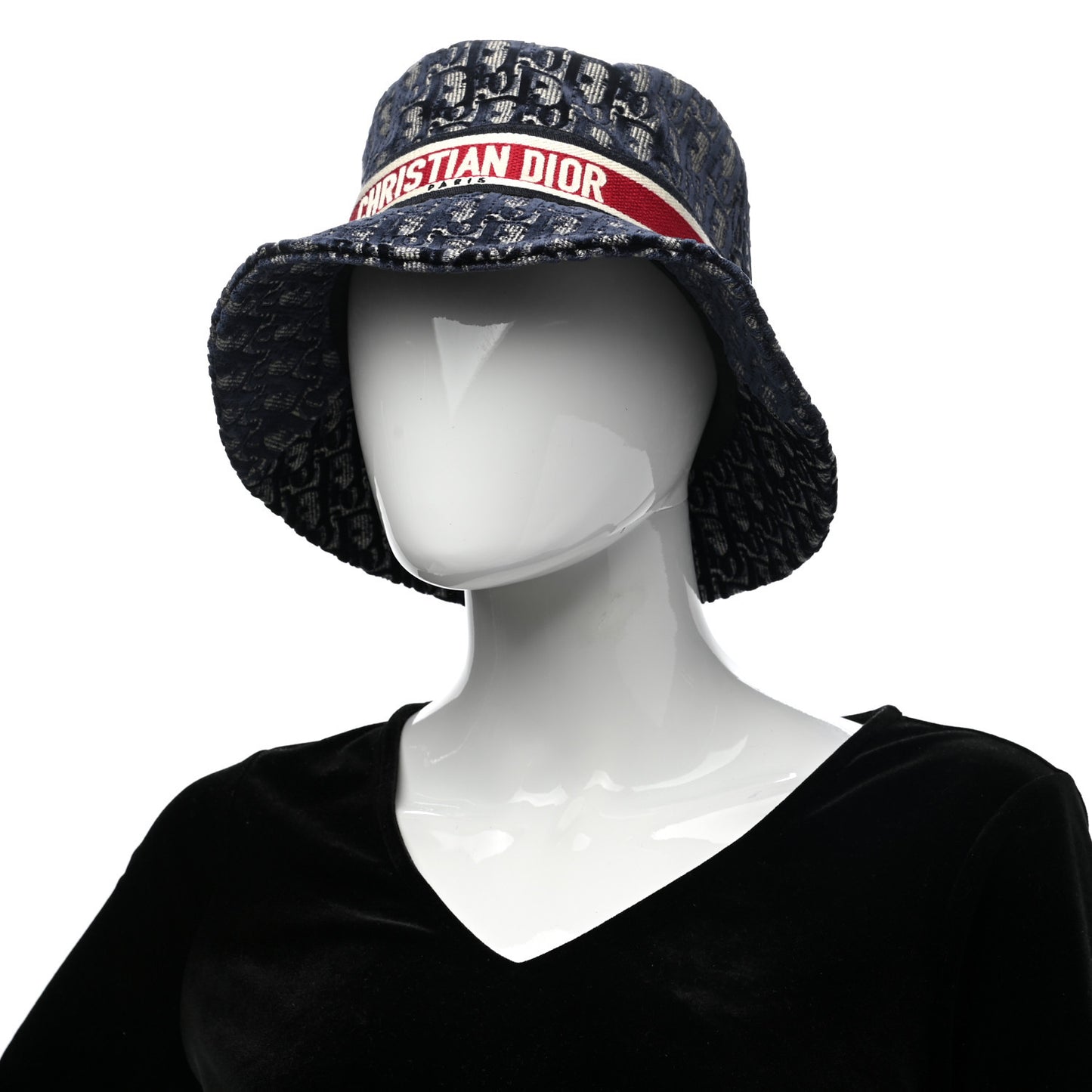 Velvet Cannage Bob Bucket Hat Bleu Red