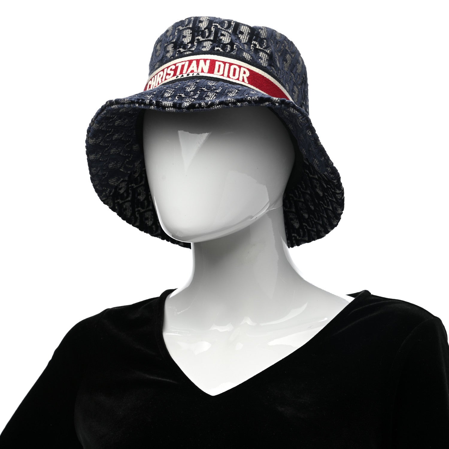 Christian Dior Velvet Cannage Bob Bucket Hat Bleu Red 2 of 8