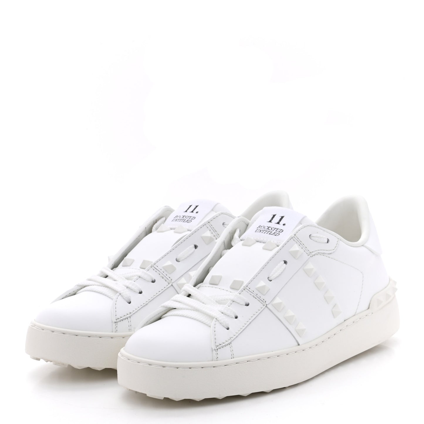 Calfskin Rockstud Untitled Open Sneakers 38 White