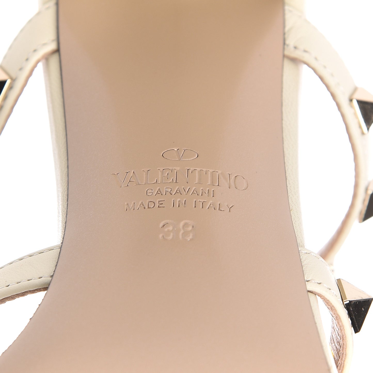 Calfskin Rockstud 60mm Caged Slide Sandals 38 Light Ivory