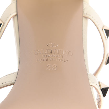 Valentino Garavani Calfskin Rockstud 60mm Caged Slide Sandals 38 Light Ivory 7 of 9