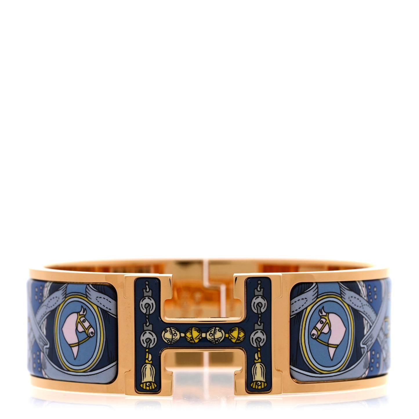 Enamel Printed Wide Bouquets Selliers Clic Clac H Bracelet PM Ecume