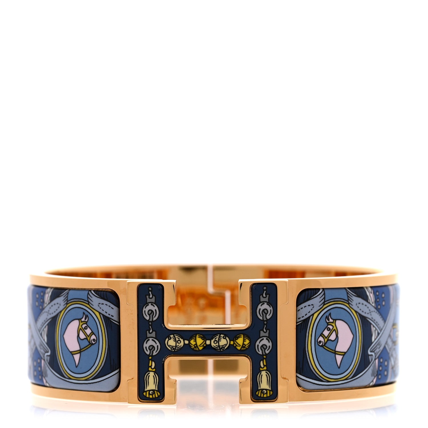Hermes Enamel Printed Wide Bouquets Selliers Clic Clac H Bracelet PM Ecume 1 of 6