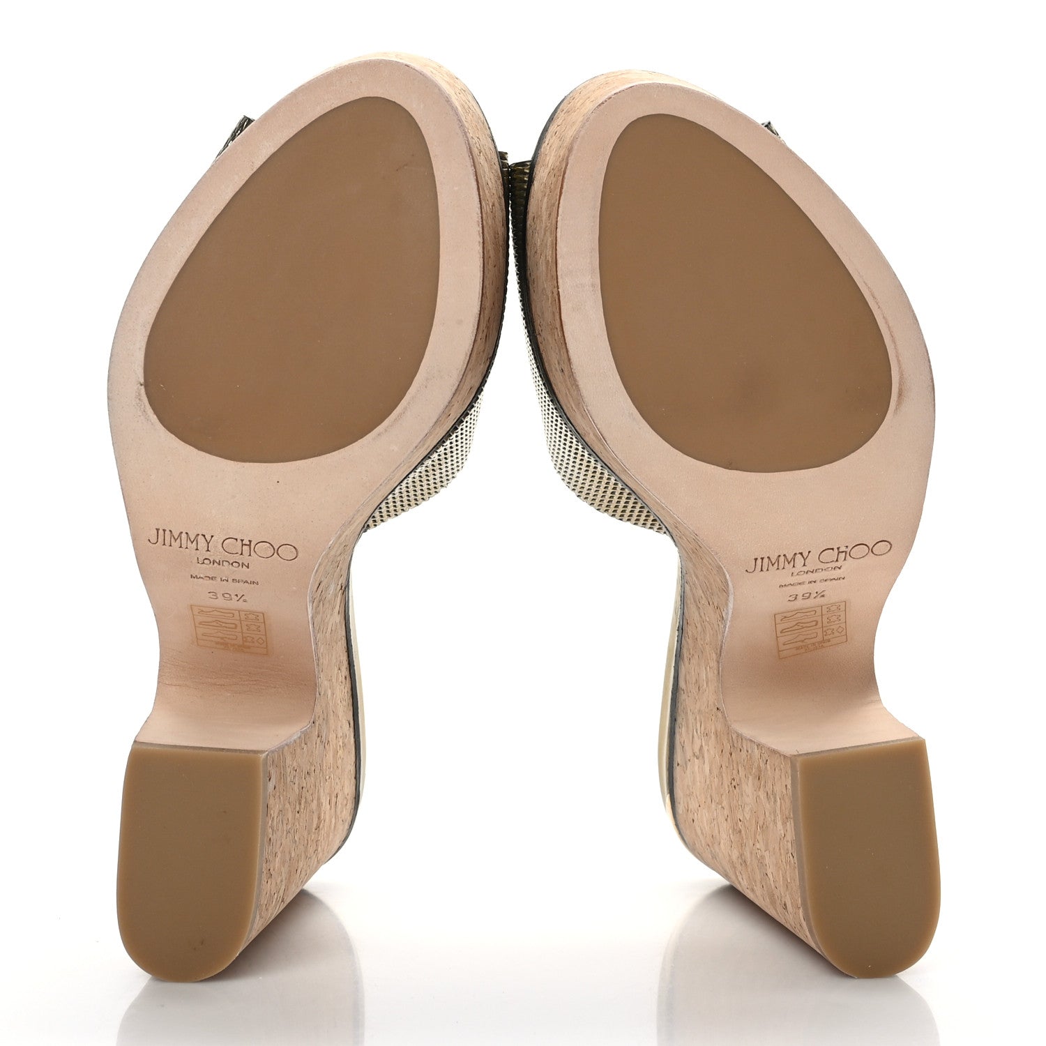 Jimmy Choo Calfskin Net Embossed DeeDee Platform Sandals 39.5 Gold 5 of 7