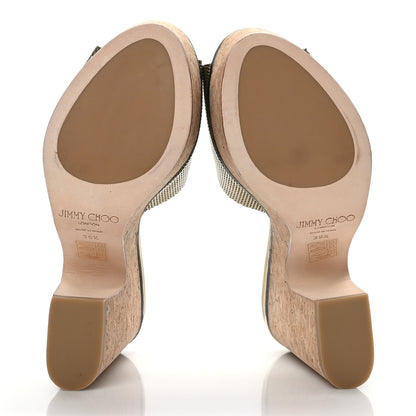Jimmy Choo Calfskin Net Embossed DeeDee Platform Sandals 39.5 Gold 5 of 7