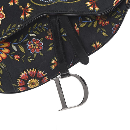 Christian Dior Canvas Floral Saddle Bag Black 9 of 9