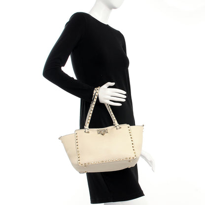 Valentino Garavani Alce Printed Calfskin Small Rockstud Tote Light Ivory 3 of 18