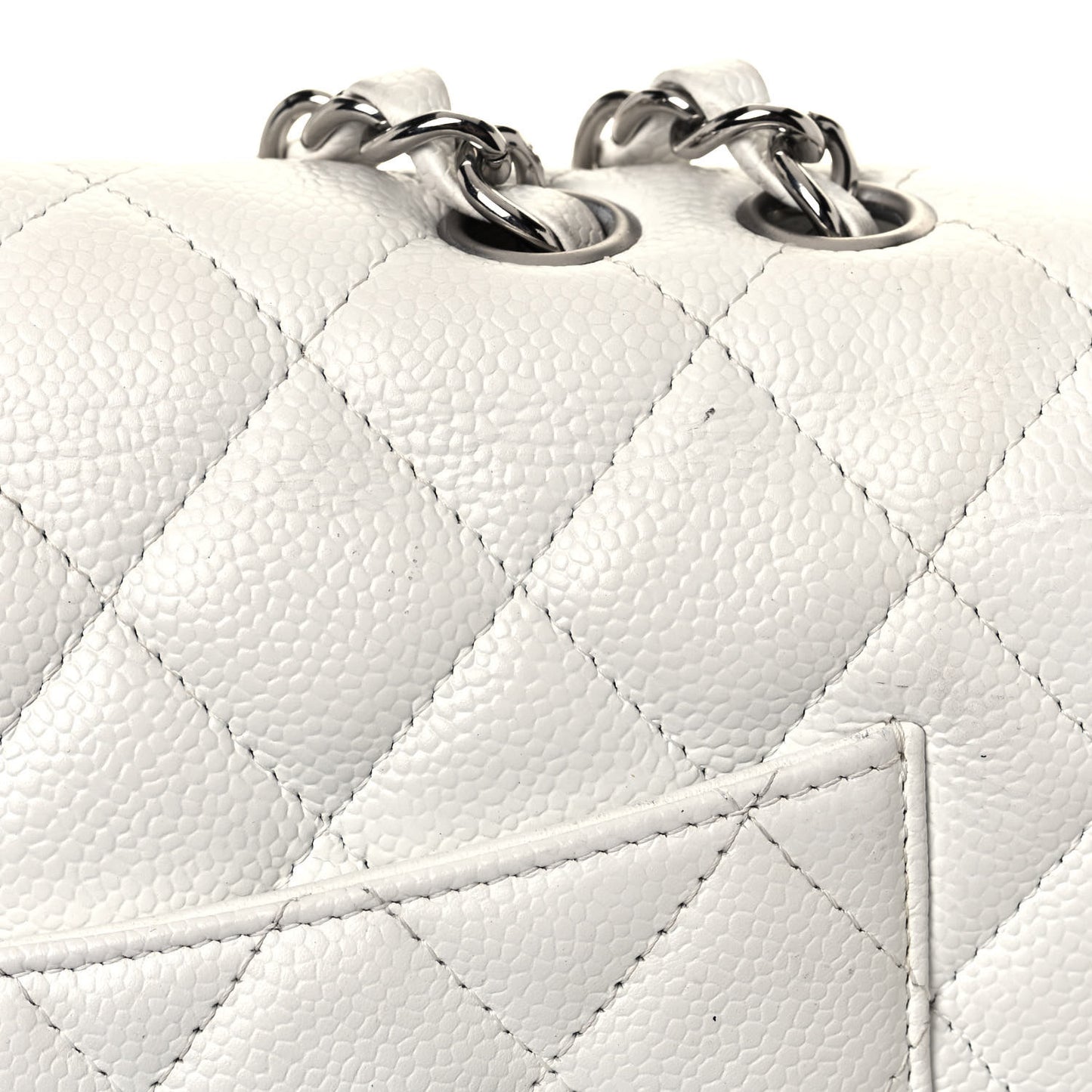 Caviar Quilted Jumbo Single Flap White