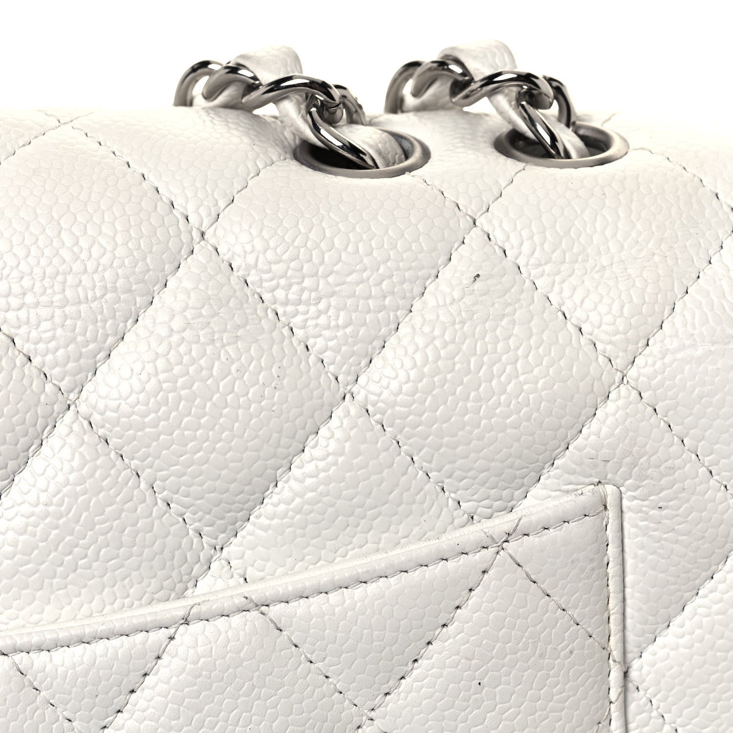 Chanel Caviar Quilted Jumbo Single Flap White 16 of 17