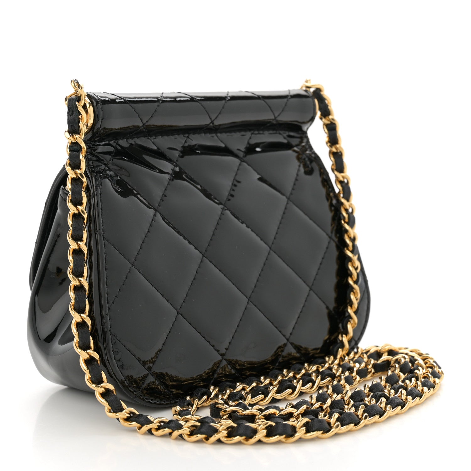 Chanel Patent Quilted Frame Clutch Flap With Chain Black 3 of 10
