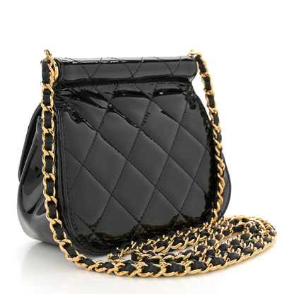 Chanel Patent Quilted Frame Clutch Flap With Chain Black 3 of 10