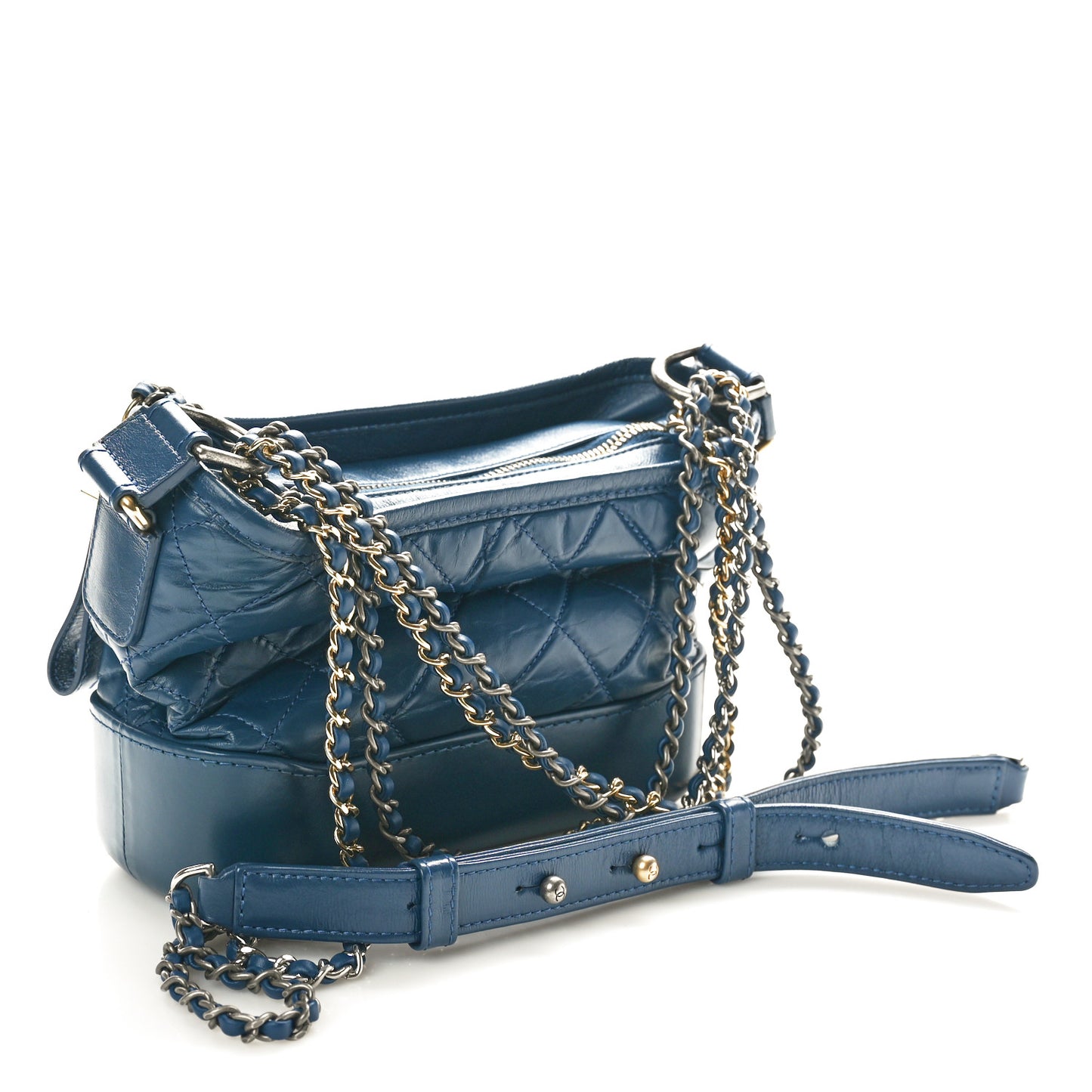 Aged Calfskin Quilted Small Gabrielle Hobo Blue