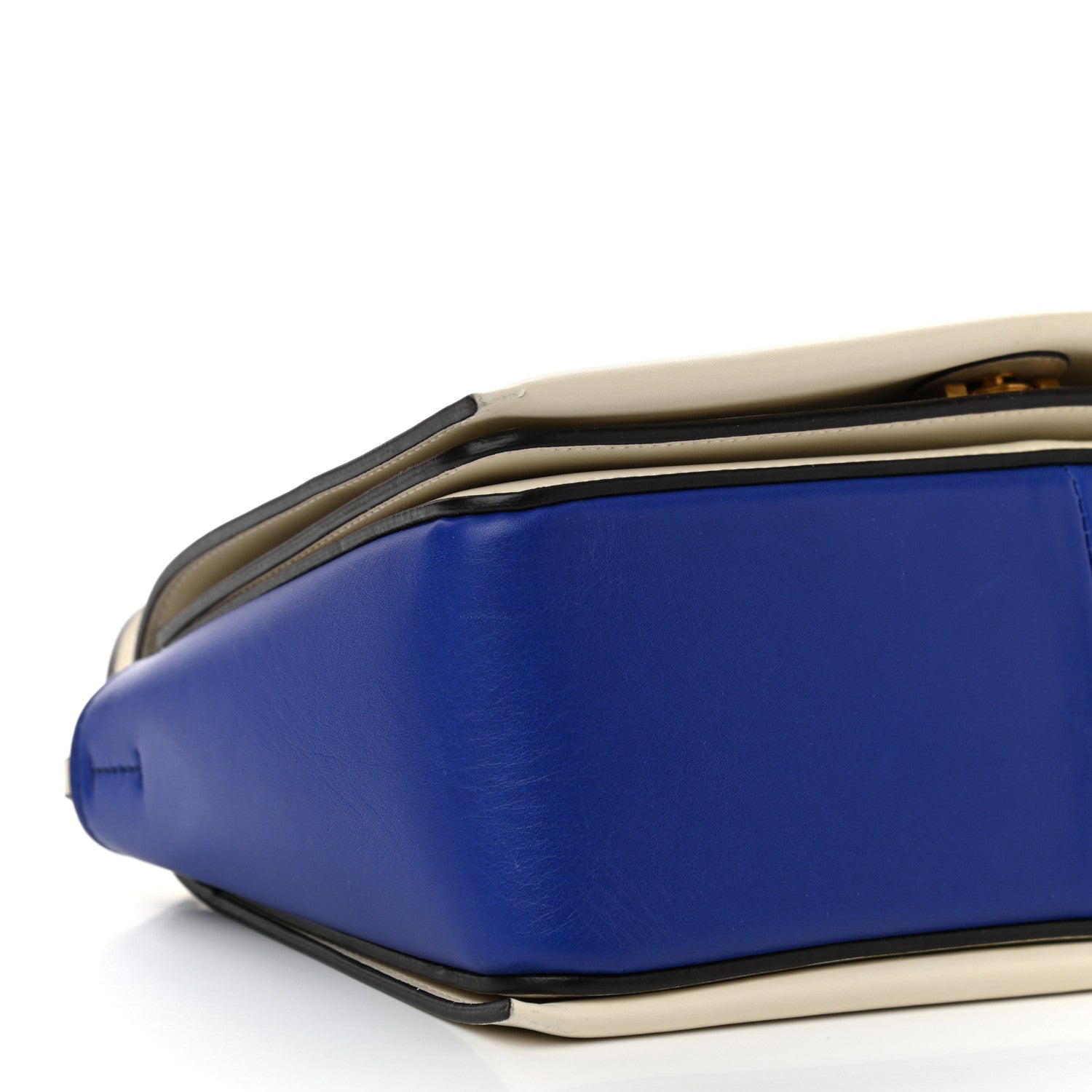 Celine Shiny Smooth Calfskin Medium Frame Shoulder Bag Ivory Royal Blue 10 of 20